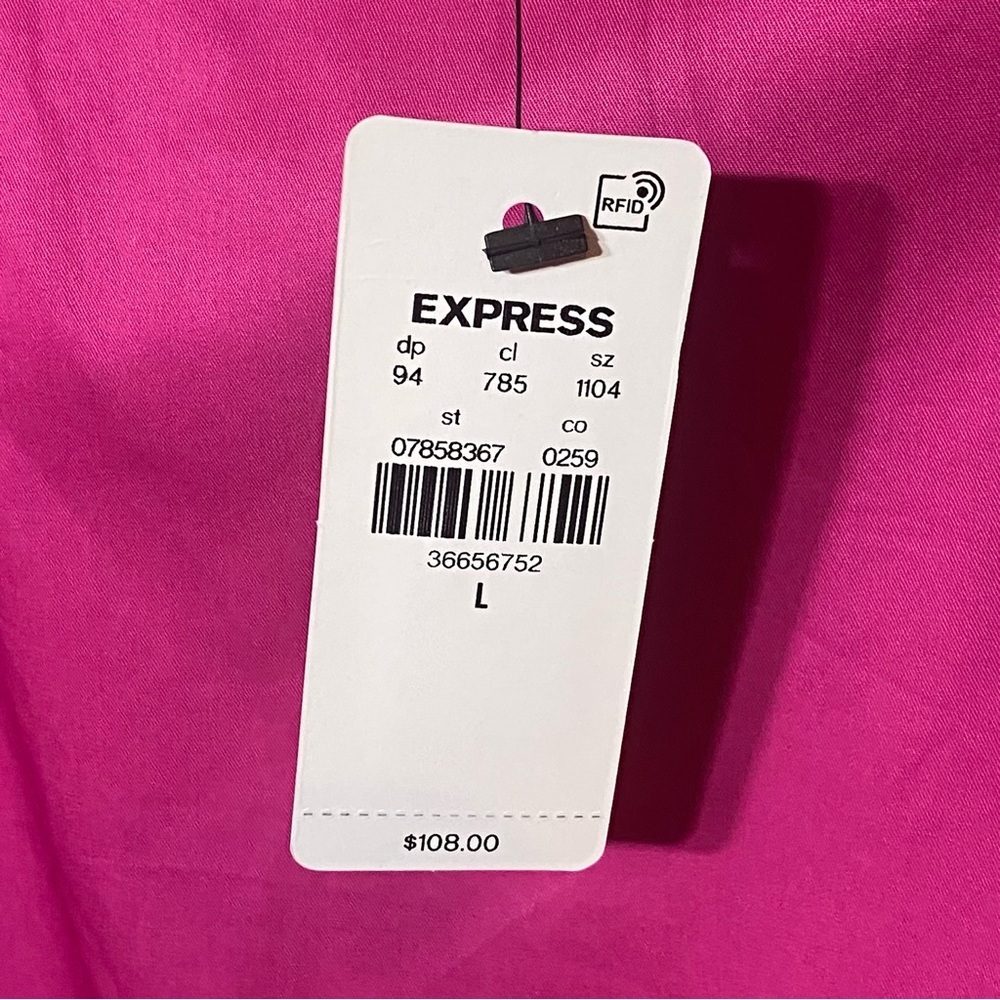 Express Size L Bright Fuchsia Elegant Pink Puff Sleeve Maxi Dress - Picture 7 of 7